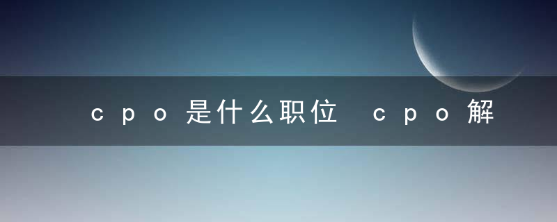 cpo是什么职位 cpo解释